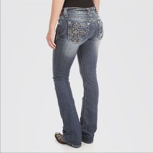 Miss Me Rhinestone Cross Bootcut jeans
